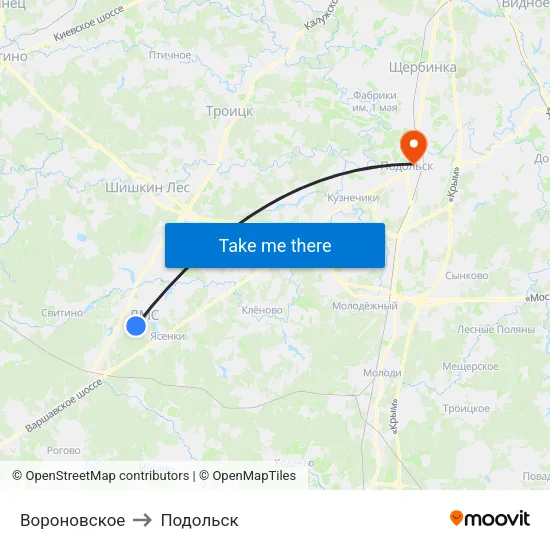 Вороновское to Подольск map