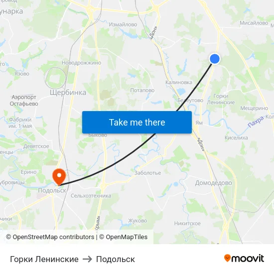 Горки Ленинские to Подольск map