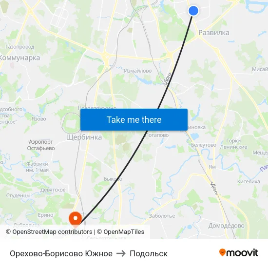 Орехово-Борисово Южное to Подольск map
