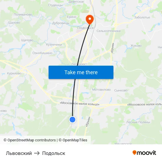 Львовский to Подольск map