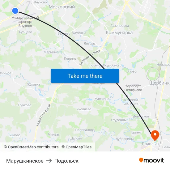 Марушкинское to Подольск map