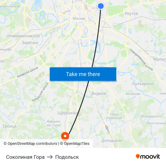Соколиная Гора to Подольск map