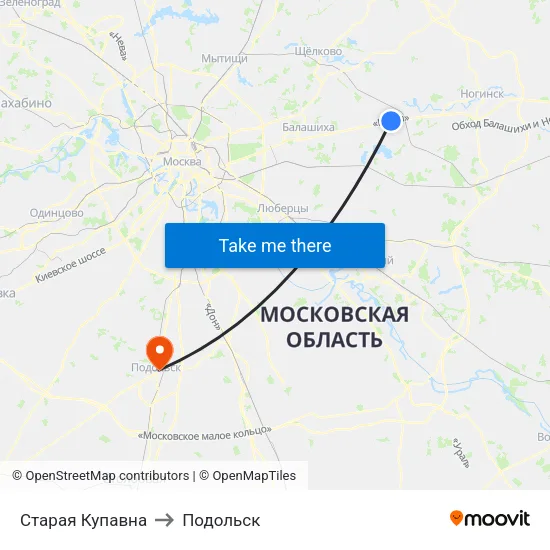 Старая Купавна to Подольск map