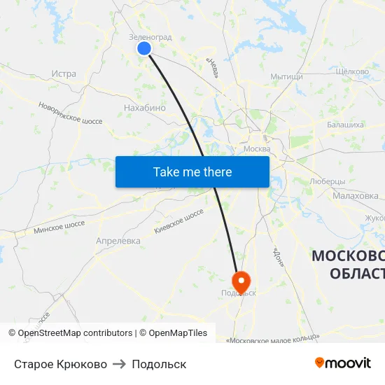 Старое Крюково to Подольск map