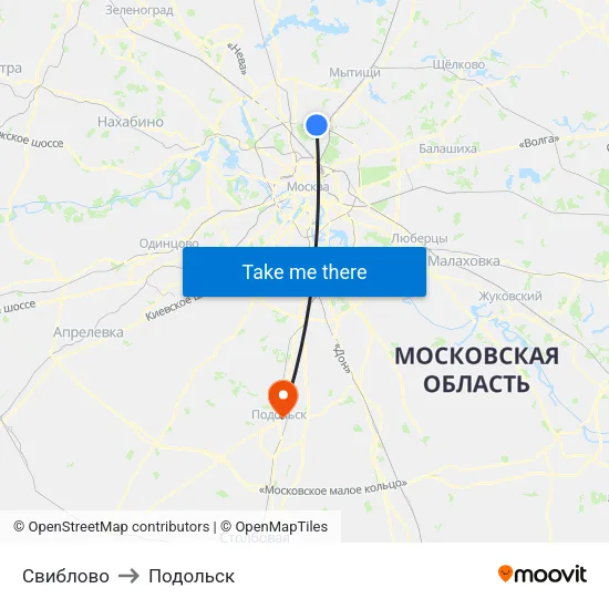Свиблово to Подольск map