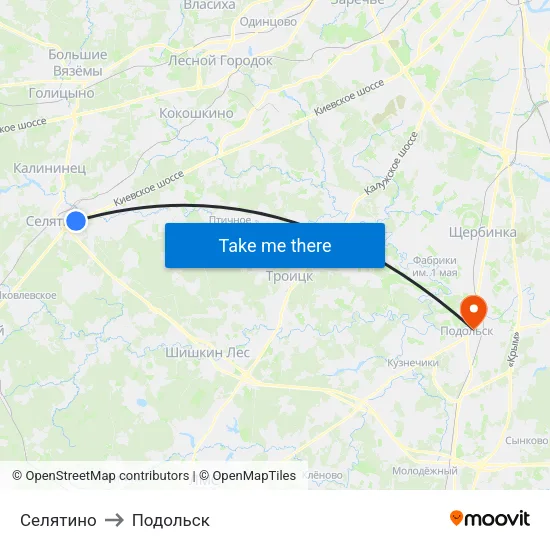 Селятино to Подольск map