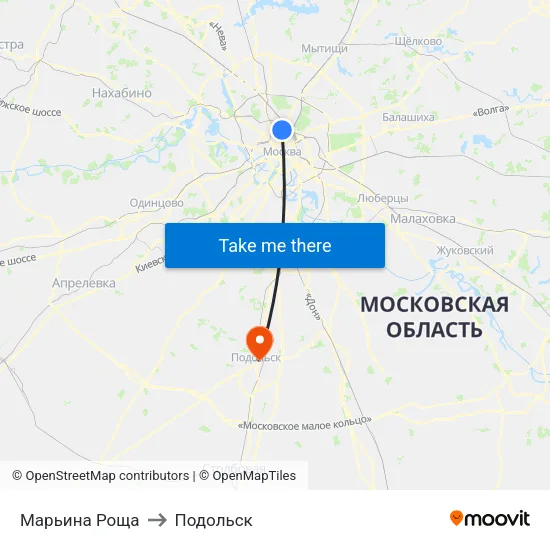 Марьина Роща to Подольск map
