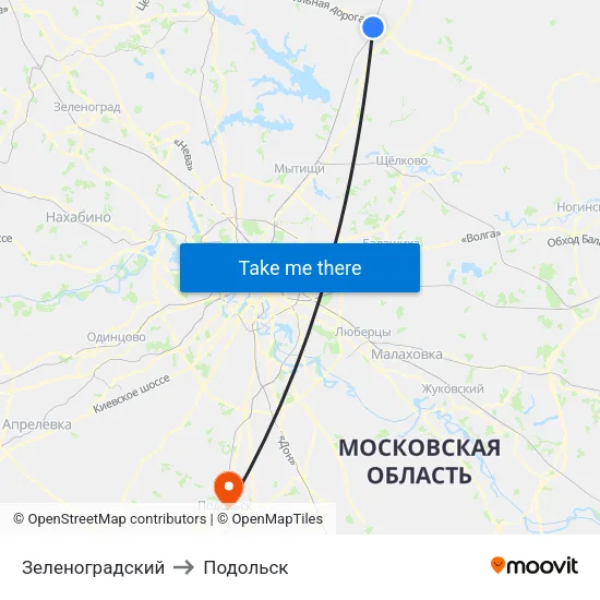 Зеленоградский to Подольск map