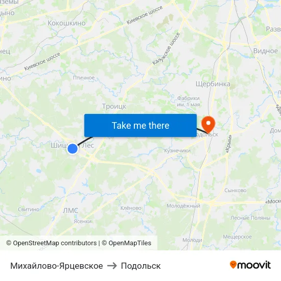Михайлово-Ярцевское to Подольск map