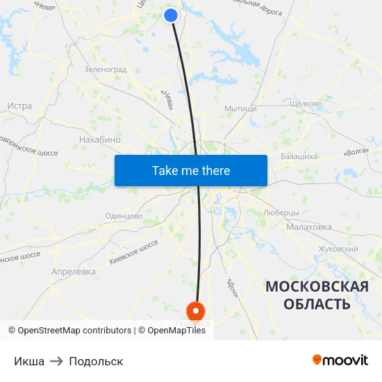 Икша to Подольск map