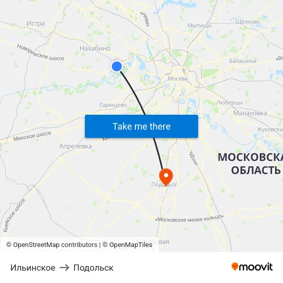 Ильинское to Подольск map