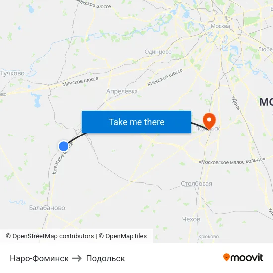 Наро-Фоминск to Подольск map