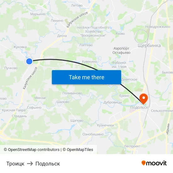 Троицк to Подольск map