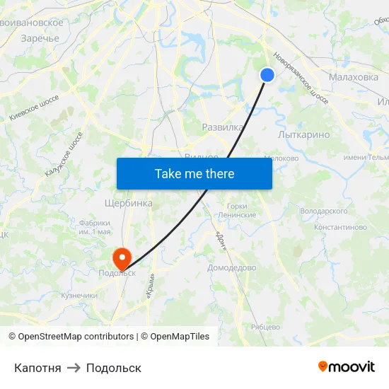Капотня to Подольск map