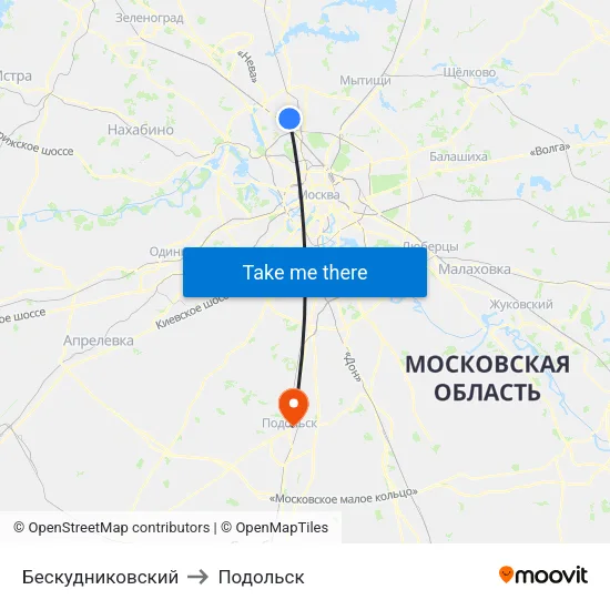 Бескудниковский to Подольск map
