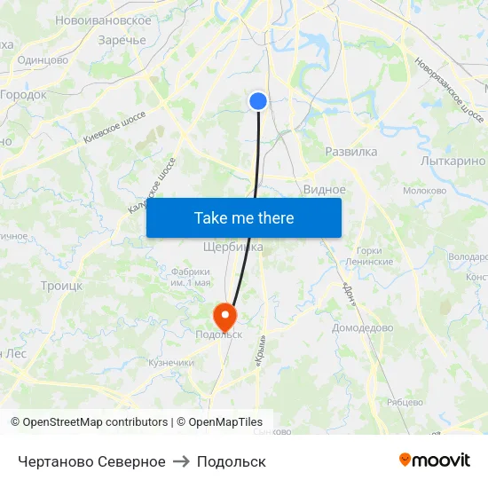 Чертаново Северное to Подольск map
