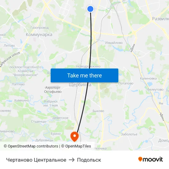 Чертаново Центральное to Подольск map