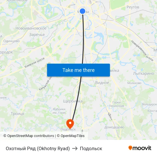 Охотный Ряд (Okhotny Ryad) to Подольск map