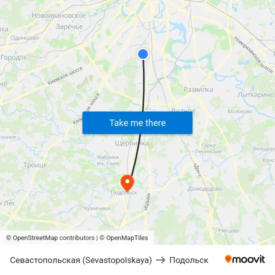 Севастопольская (Sevastopolskaya) to Подольск map