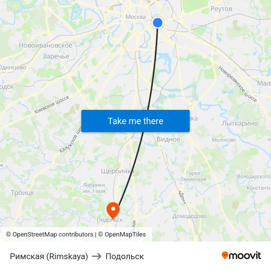 Римская (Rimskaya) to Подольск map