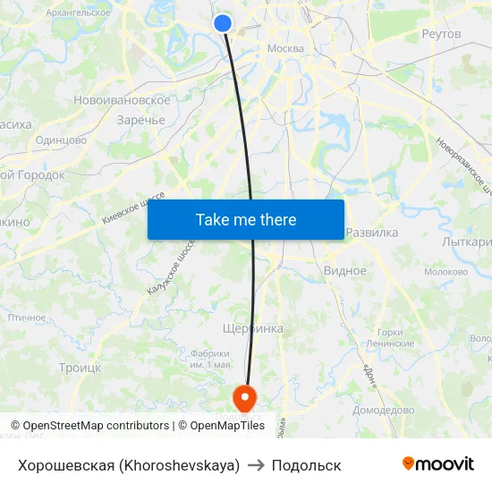 Хорошевская (Khoroshevskaya) to Подольск map