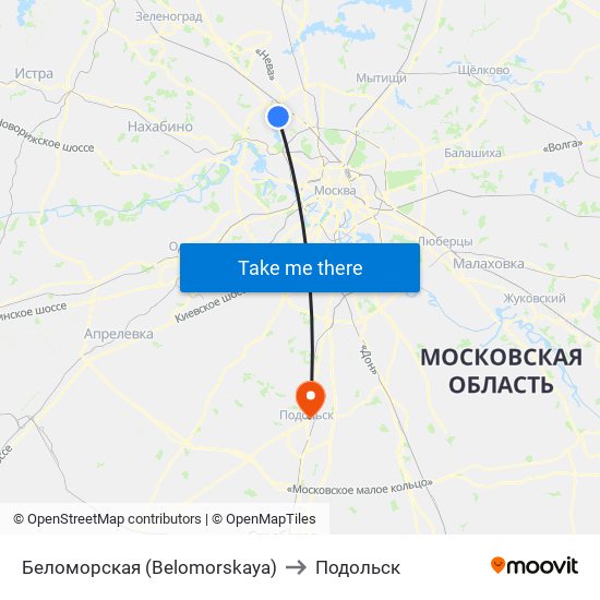 Беломорская (Belomorskaya) to Подольск map