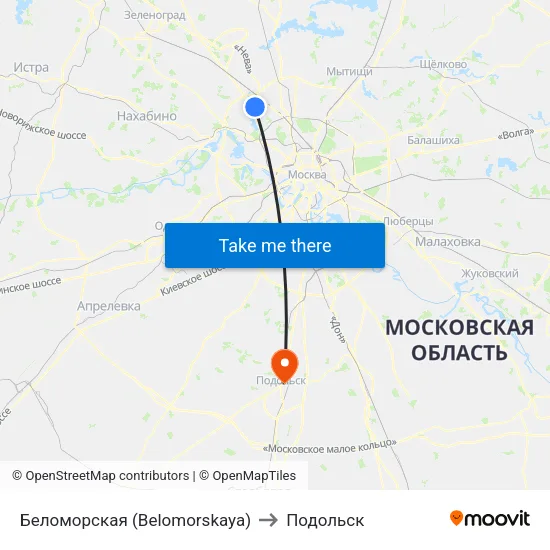 Беломорская (Belomorskaya) to Подольск map