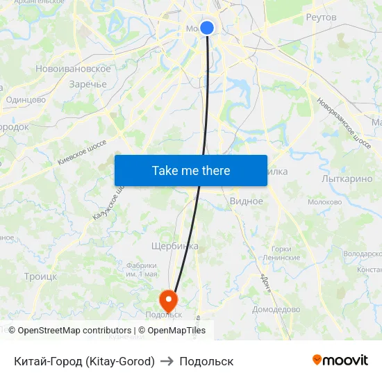 Китай-Город (Kitay-Gorod) to Подольск map