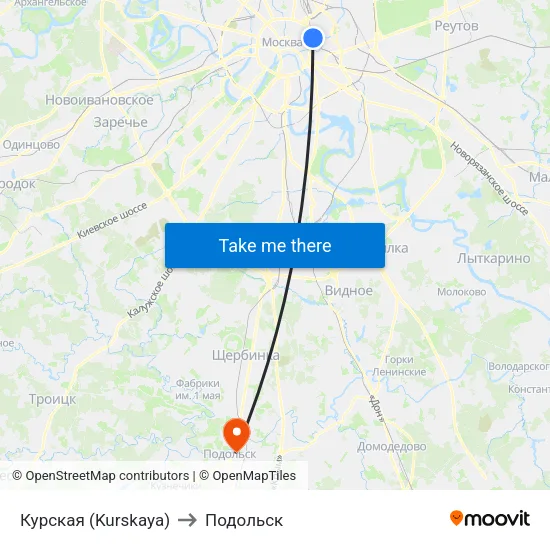 Курская (Kurskaya) to Подольск map