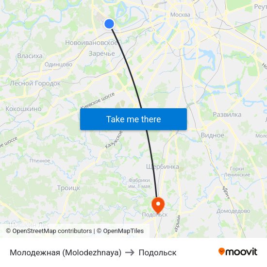 Молодежная (Molodezhnaya) to Подольск map