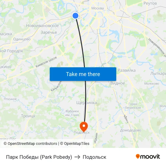 Парк Победы (Park Pobedy) to Подольск map