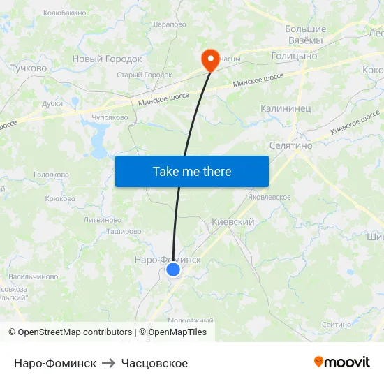 Наро-Фоминск to Часцовское map