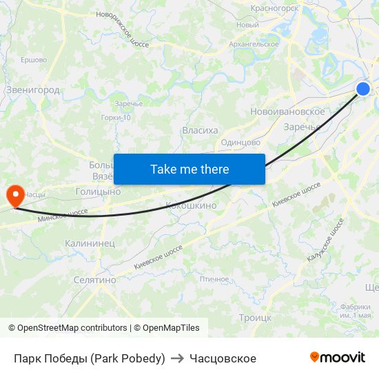 Парк Победы (Park Pobedy) to Часцовское map