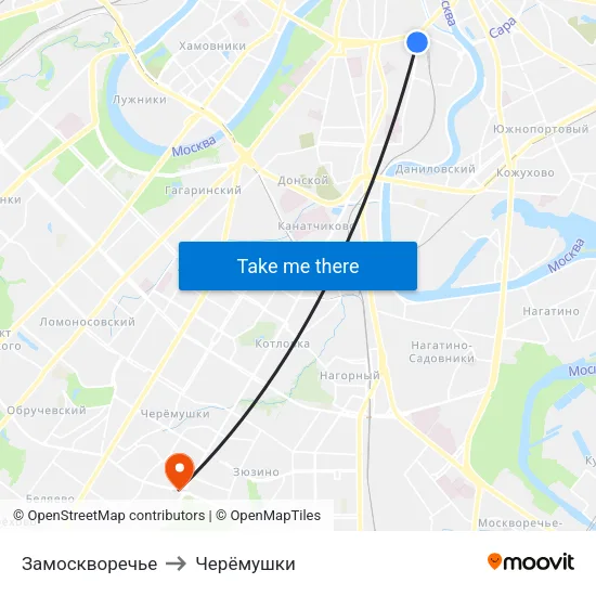 Замоскворечье to Черёмушки map