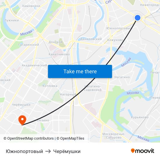 Южнопортовый to Черёмушки map