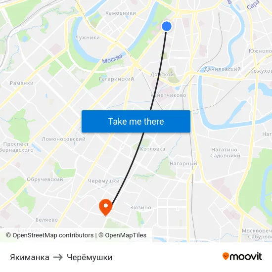 Якиманка to Черёмушки map
