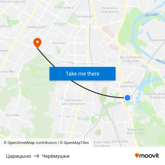 Царицыно to Черёмушки map
