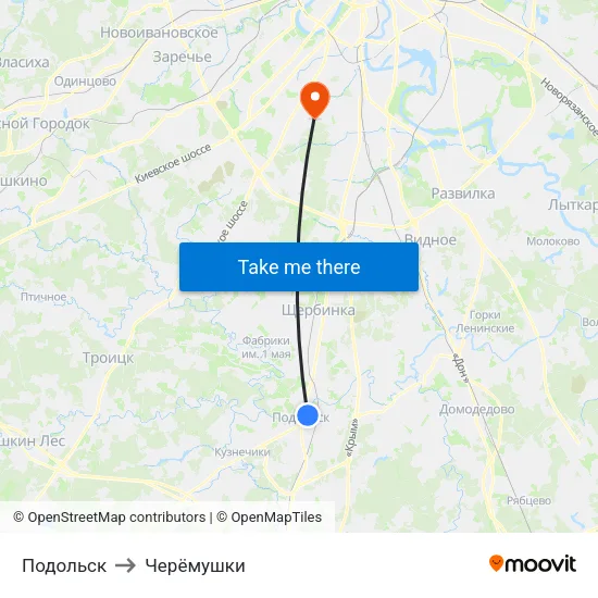 Подольск to Черёмушки map