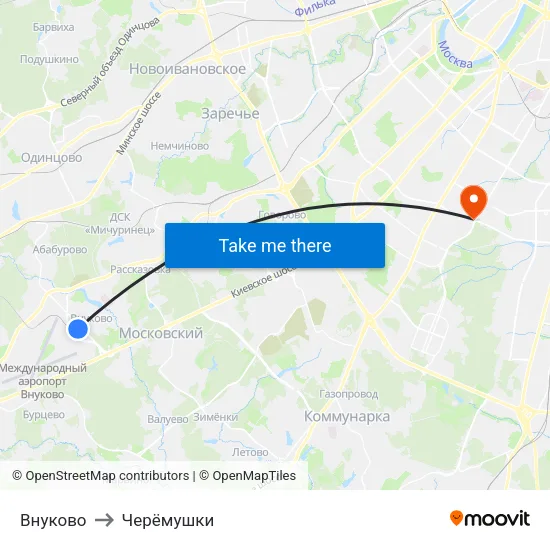 Внуково to Черёмушки map
