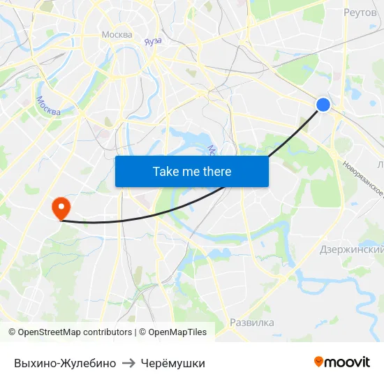 Выхино-Жулебино to Черёмушки map