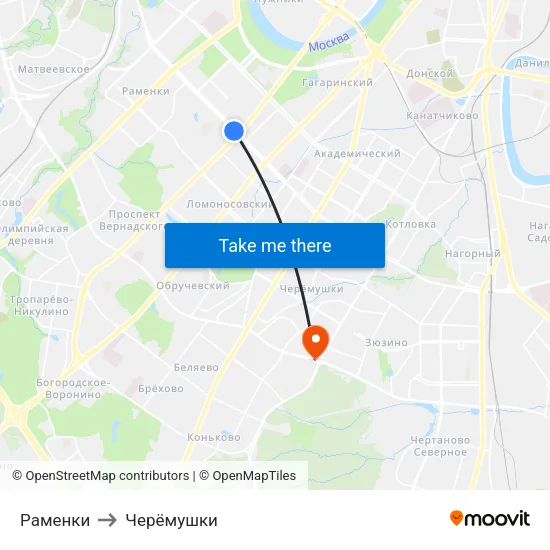 Раменки to Черёмушки map