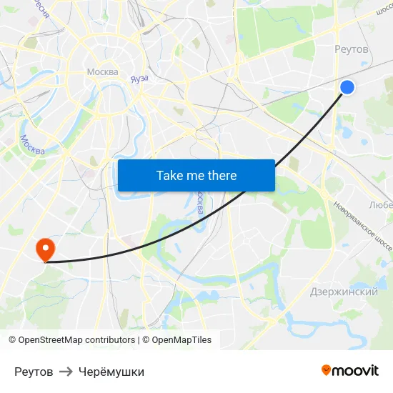 Реутов to Черёмушки map