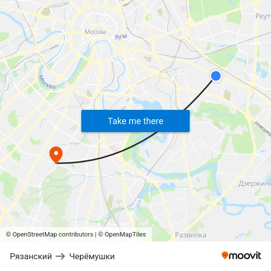 Рязанский to Черёмушки map
