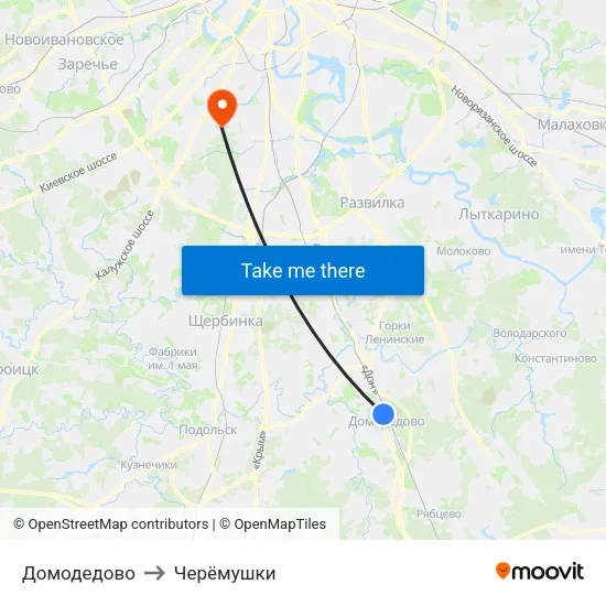 Домодедово to Черёмушки map