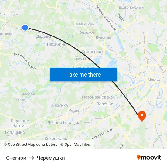 Снегири to Черёмушки map