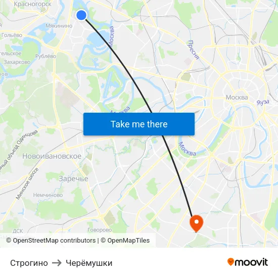 Строгино to Черёмушки map