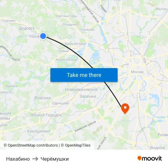 Нахабино to Черёмушки map