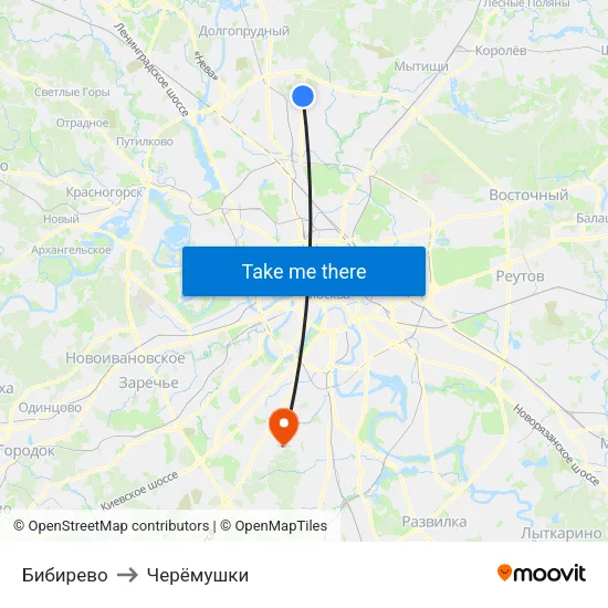 Бибирево to Черёмушки map