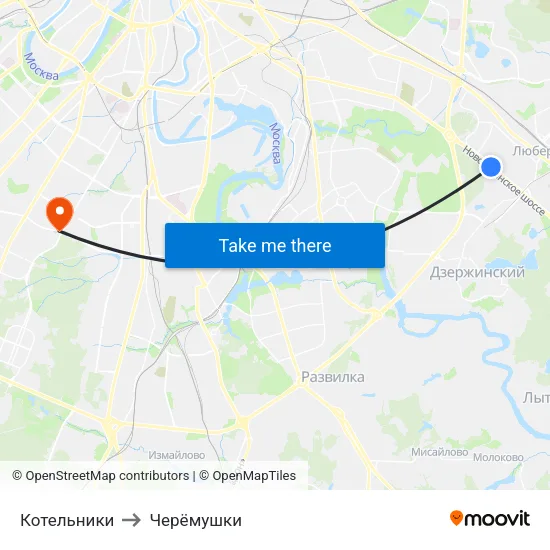 Котельники to Черёмушки map