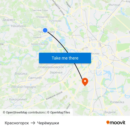 Красногорск to Черёмушки map